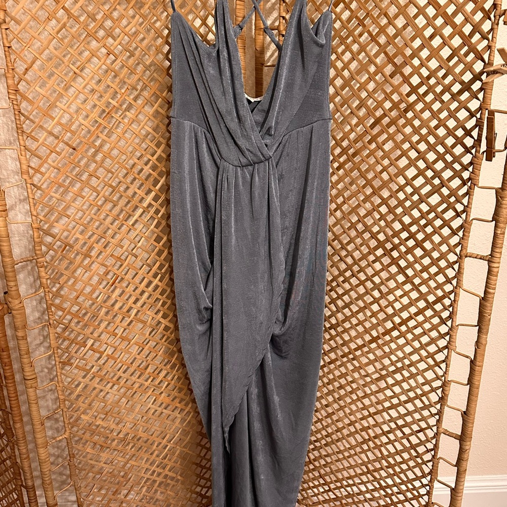 Elegant Gray Draped Dress